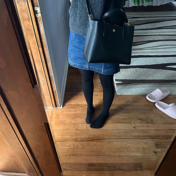 Tory Burch Black Pebbled Leather Tote - Picture 10 of 10